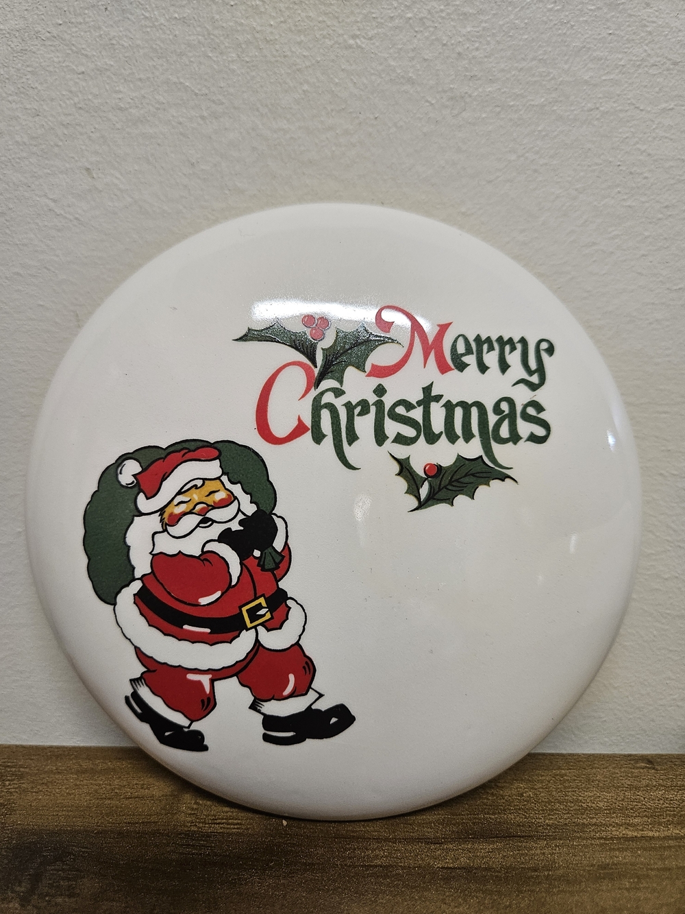 Vintage Holland Mold Ceramic Christmas Santa Candy Dish Trinket Box